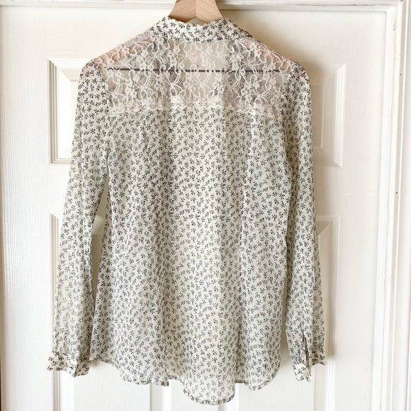 Free People Top Sheer blouse Floral and Lace - Picture 2 of 7